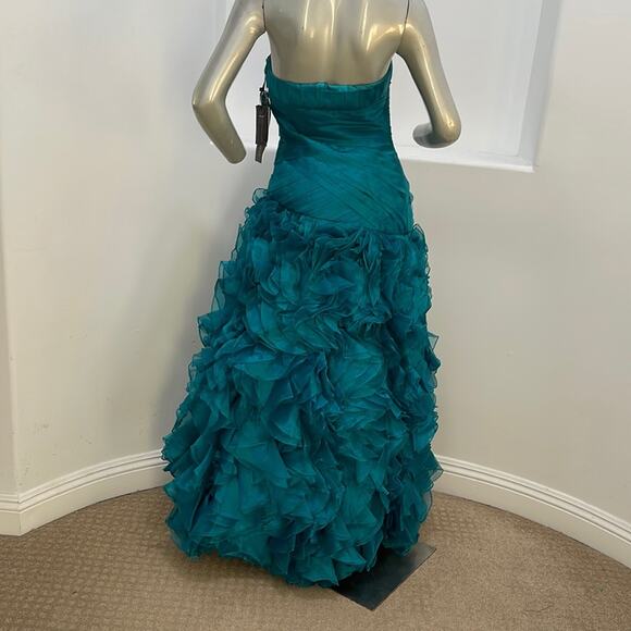 BICICI & COTY Strapless Teal Gown Rhinestones accent Size S Special Occasion NWT - Picture 2 of 15